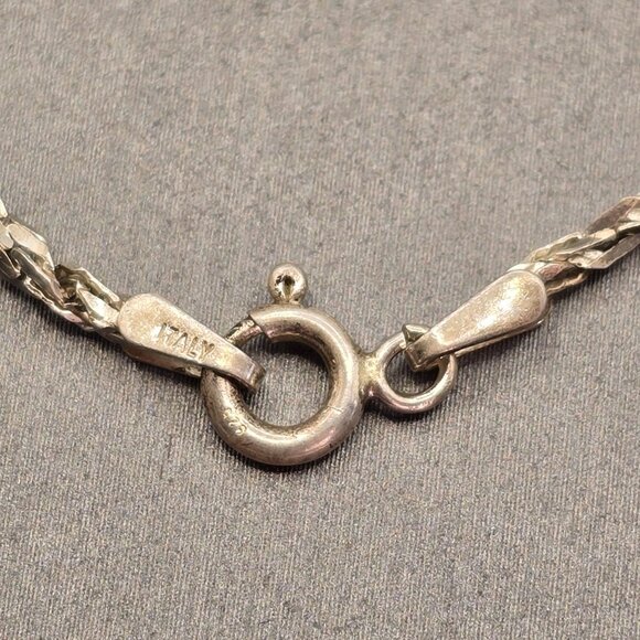 VTG Diamond Cut Rope Chain Necklace 20" 925 Italy Sterling Silver 2mm - Picture 4 of 9